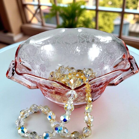 Pink Life Vintage Florentine No.1 Pink Depression Glass Bowl • Hazel-Atlas 1930s - Picture 5 of 8